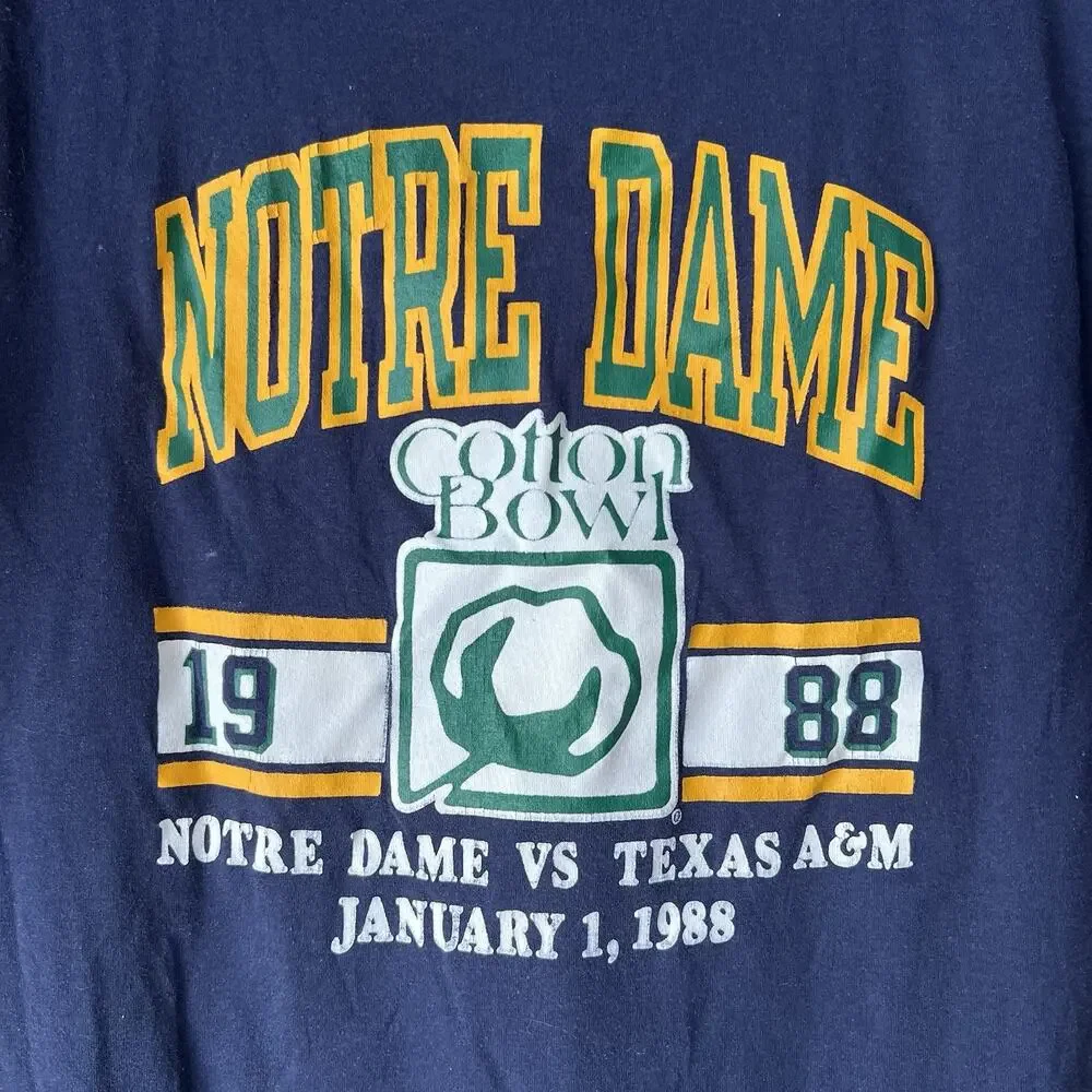 Vintage Cotton Bowl T Shirt XL 80s Champions 1988 Texas A&M Notre Dame XL - Picture 11 of 16